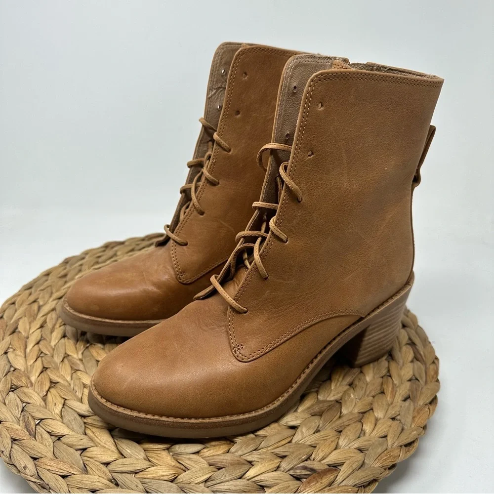 UGG Leather Oriana Lace Up Ankle Boot Chestnut Tan Size 6.5 - Picture 4 of 8